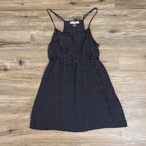 Francesca’s Black Polka Dot Dress with Flowy Collar